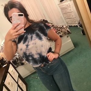 Blue and White tie dye top